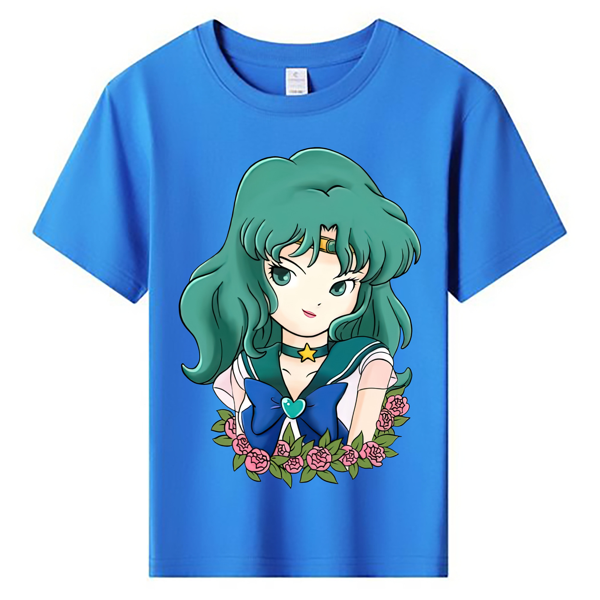 （画像用） 美少女戦士セーラームーン 海王 みちる（かいおう みちる） Sailor Moon Kaiou Michiru 綿100％キッズTシャツ（フロントプリント）